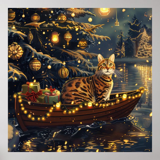 Poster Fête de Noël du chat du Bengale Voyage (Devant)