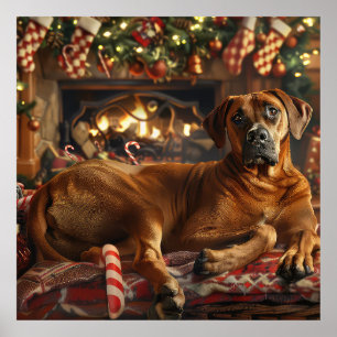 Poster Fête de Noël du chien de Rhodesian Ridgeback
