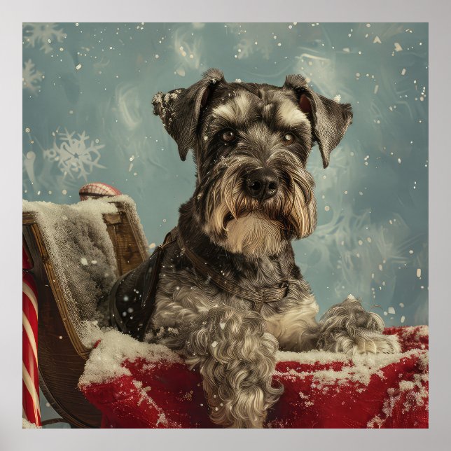 Poster Fête de Noël du chien Schnauzer (Devant)
