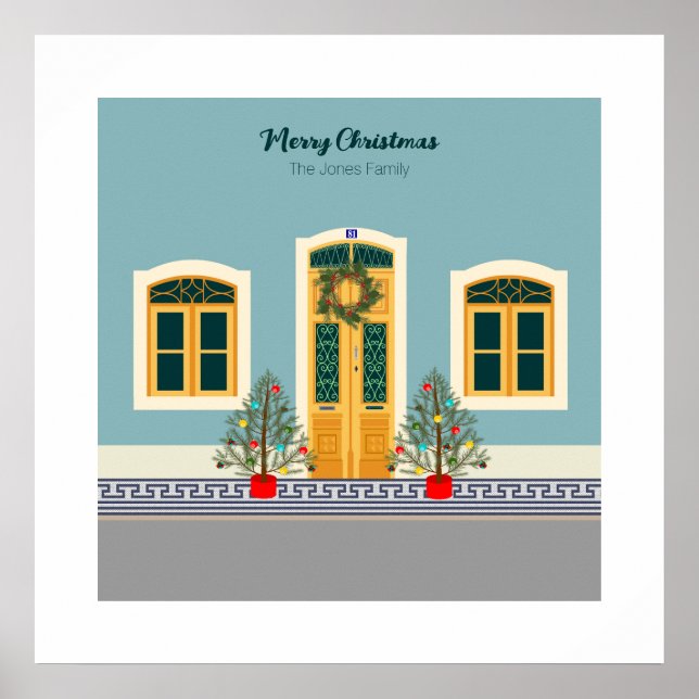 Poster Fête de Noël Portugais Maison (Devant)