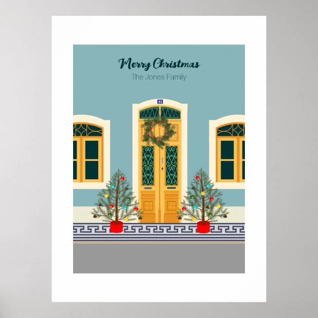 Poster Fête de Noël Portugais Maison (Devant)