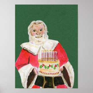 Poster Fête de Santa sur fond vert