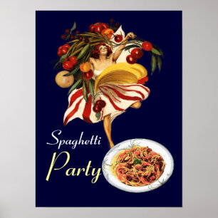 POSTER FÊTE DE SPAGHETTIS DANSE, CUISINE ITALIENNE ET TOM