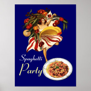 POSTER FÊTE DE SPAGHETTIS DANSE,CUISINE ITALIENNE ET TOMA