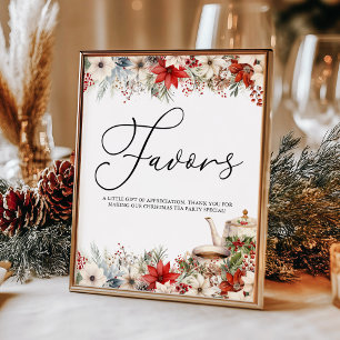 Poster Fête de thé de Noël Floral Fêtes Faveurs