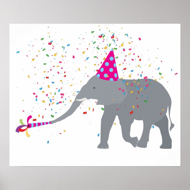 Poster Fête des éléphants - Animaux ayant une fête (Devant)