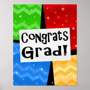 Poster Fête des grats Grad Festive Multicolor Graduation