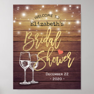 Poster Fête des mariées Accueil Champagne en bois rustiqu
