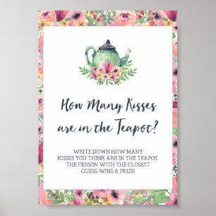 Poster Fête des mariées Baisers dans le jeu de théière