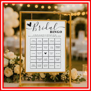 Poster Fête des mariées Bingo Mariage Élégante calligraph