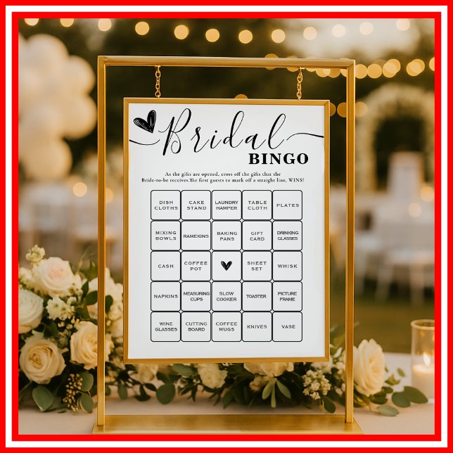Poster Fête des mariées Bingo Mariage Élégante calligraph (Créateur téléchargé)