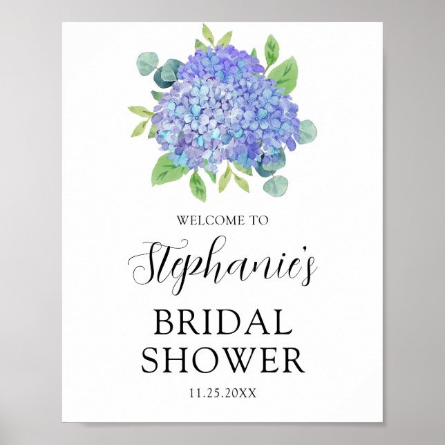 Poster Fête des mariées botanique Purple Hydrangea Bienve (Devant)