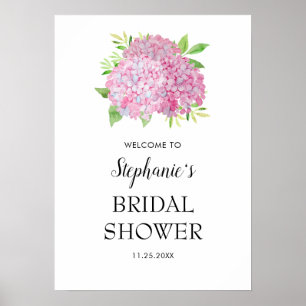 Poster Fête des mariées Bouquet Rose Hydrangea Bienvenue