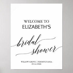 Poster Fête des mariées de calligraphie élégante Bienvenu