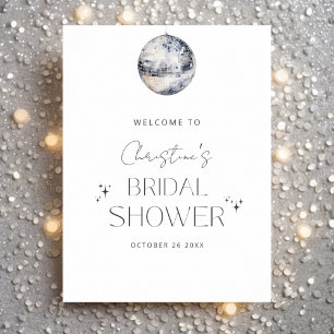 Poster Fête des mariées de danse rétro Silver Disco Bienv