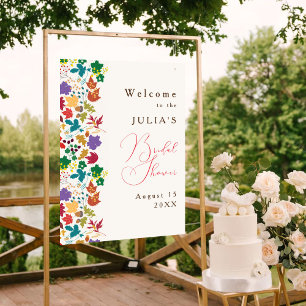 Poster Fête des mariées de fleurs pourpre jaune de moutar