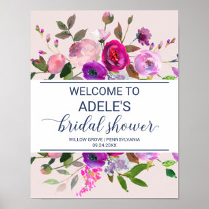 Poster Fête des mariées de jardin romantique Bienvenue
