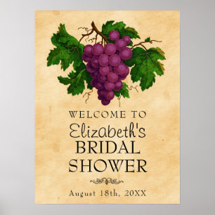 Poster Fête des mariées de Mariage de raisins vintages