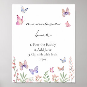 Poster Fête des mariées de papillons modernes Mimosa