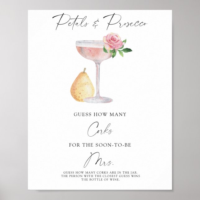 Poster Fête des mariées Devine combien de lièges (Devant)