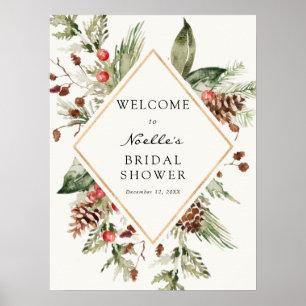 Poster Fête des mariées d'hiver À feuillage persistant Po