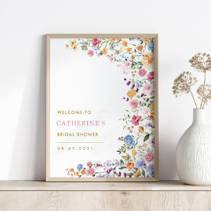 Poster Fête des mariées Fleur sauvage de printemps coloré