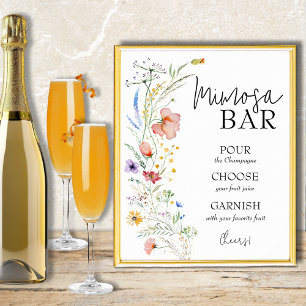 Poster Fête des mariées fleur sauvage Mimosa Bar