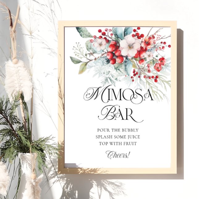Poster Fête des mariées Florale d'hiver Mimosa Bar (Créateur téléchargé)
