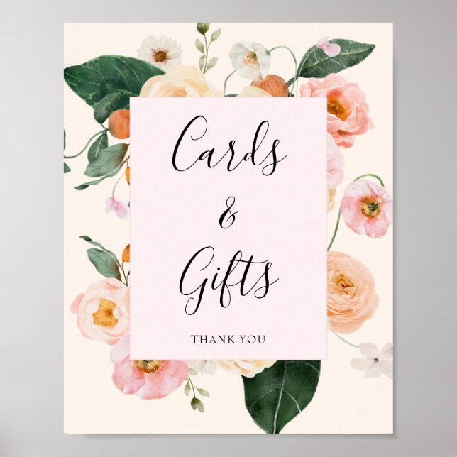 Poster Fête des mariées florale moderne rose pâle (Devant)