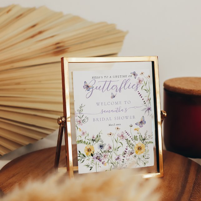 Poster Fête des mariées florale pourpre pourpre de papill (Créateur téléchargé)