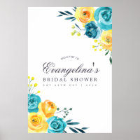 Fête des mariées florale turquoise et jaune Accuei