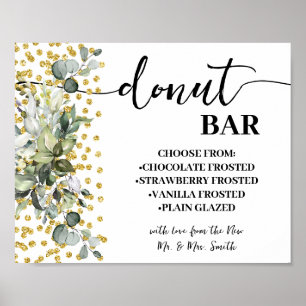 Poster Fête des mariées Mariage à barres de Donut Eucalyp