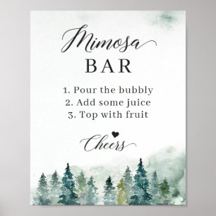 Poster Fête des mariées Mimosa Bar Sign Pine d'hiver