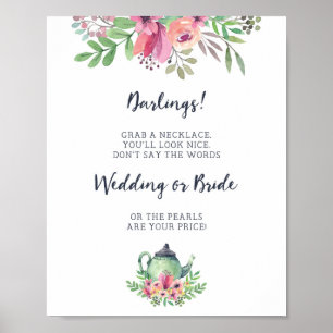 Poster Fête des mariées Ne pas dire Bride Jeu Signé