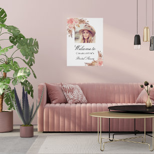 Poster Fête des mariées pampas herbe blush rose arche pho