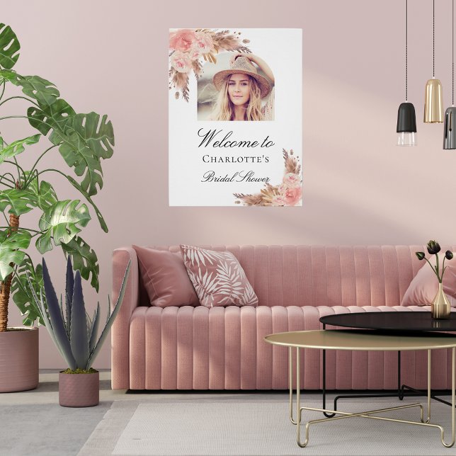 Poster Fête des mariées pampas herbe blush rose arche pho (Créateur téléchargé)
