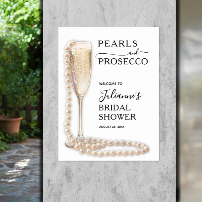 Poster Fête des mariées Perles et poursuites Bienvenue (Pearls and Prosecco bridal shower Welcome poster, INSTANT DOWNLOAD and/or PRINTED)