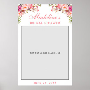 Poster Fête des mariées Photo Booth   Floral rose