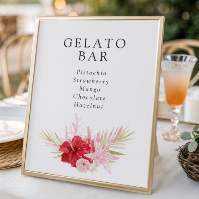 Poster Fête des mariées Pink Tropical Sea Shell télécharg (Créateur téléchargé)