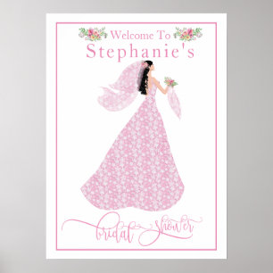 Poster Fête des mariées "Pretty In Pink" Bienvenue
