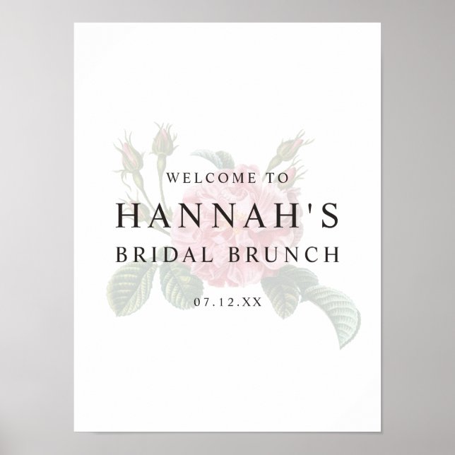 Poster Fête des mariées romantique à Rose unique (Devant)