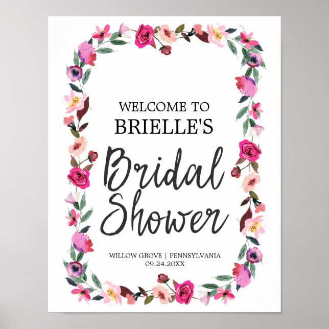 Poster Fête des mariées romantique Fairytale Wreath Bienv (Devant)