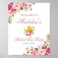 Fête des mariées rose Floral Tea Party Bienvenue