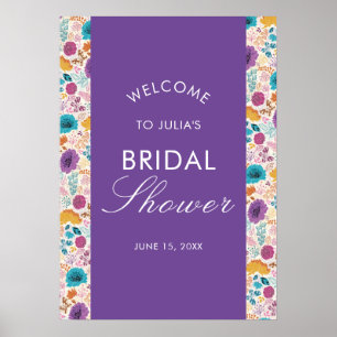 Poster Fête des mariées turquoise de prairie de printemps