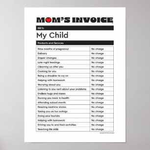 Poster Fête des mères Amour Maman Facture - Cadeau