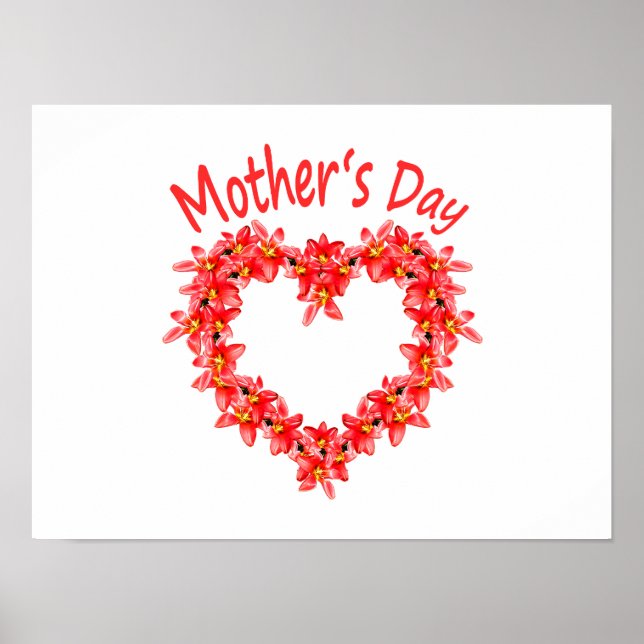 Poster Fête des Mères - Cœur de tulipes - Illustration |  (Devant)