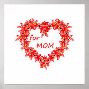 Poster Fête des Mères - Cœur de tulipes pour MAMAN - Illu