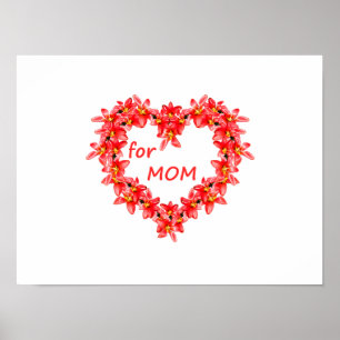Poster Fête des Mères - Cœur de tulipes pour MAMAN - Illu