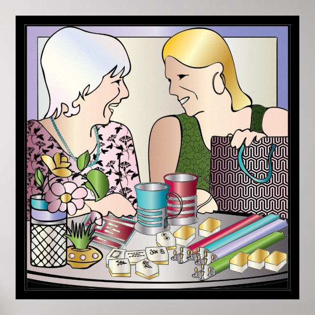 Poster Fête des mères de Mah Jongg (Devant)