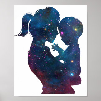 Poster Fête des mères et des enfants Silhouette